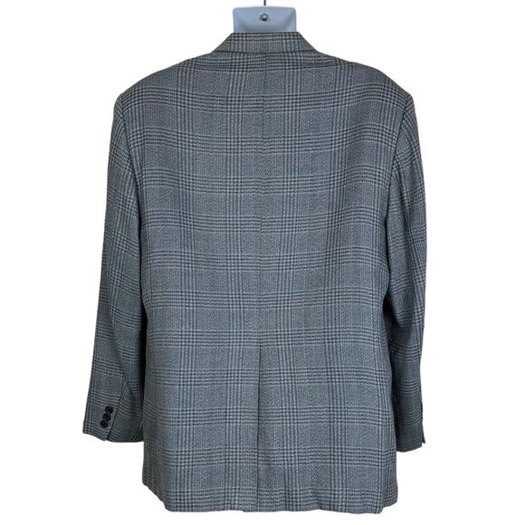 Members Only Mens Plaid Blue Grey Silk Wool Blend Sport Coat Blazer Jacket 44R - Picture 3 of 7
